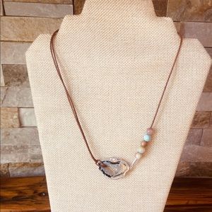 Brazilian Agate and Black Gold Amazonite Necklace